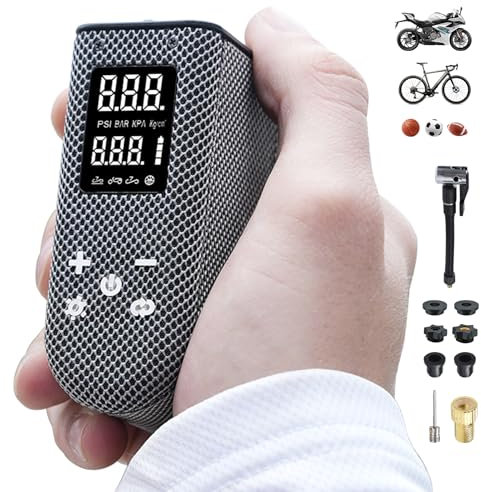 BOWEICORE Mini Fahrradpumpe Tragbare wiederaufladbare Fahrrad Luftpumpe mit Manometer, Automatische Stopp Elektrisch Fahrrad Pumpe für Rennrad, Mountainbike, Motorrad und Ball