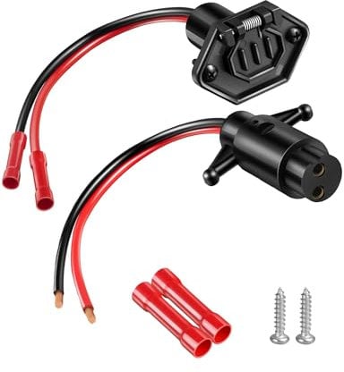 Trolling Motor Plug and Receptacle, 12V, 8 Gauge, 2-Wire, Compatible With Minn Kota, Marine Boat