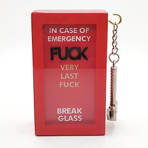 My Very Last F-uck Emergency Kit Ornament - Funny Wooden Fire Extinguisher Style Box with Mini Metal Hammer Charm - Unique Holiday Decoration