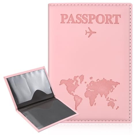 ILIYAH Porta Passaporto da Viaggio Custodia Passaporto Italiano Porta Documenti da Viaggio Cover Passaporto Unisex Passport Holder(Rosa)