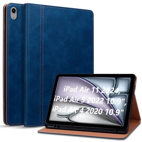 Cicili Cover per iPad Air 11 M2 2024,Custodia iPad Air 6/5/4 Generazione (10,9 Pollici Modello 2022/2023) Custodia Pelle PU con Auto Sonno/Sveglia Protettiva,Blu