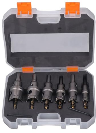 Baxnore Set di 6 seghe a tazza TCT, kit di seghe a tazza in carburo, set di frese a tazza TCT, kit di frese a tazza antiruggine per alesatura di lamiere di acciaio e leghe di