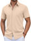 COOFANDY Chemise d'Été Chemise à Manches Courtes pour Hommes Patte de Boutonnage Dissimulée Chemise Décontractée Chemise de Plage Légère Chemise Basique avec Poche Coupe Regular Champagne XXL