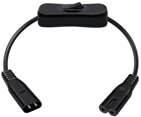 HuaLiSiJi C7 to C8 Extension Cable with Switch 2.5A 250V C8 Male Plug to C7 Female Cable for Computer Monitor Smart TV and More (0.3 m)