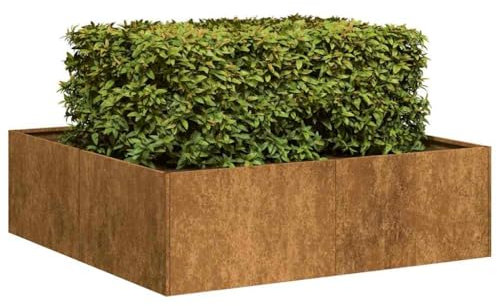 Juroupi Jardinière rouillé 100x100x30 cm Acier Inoxydable,Jardiniere sur Pieds,Bac avec Treillis,Jardiniere Terrasse