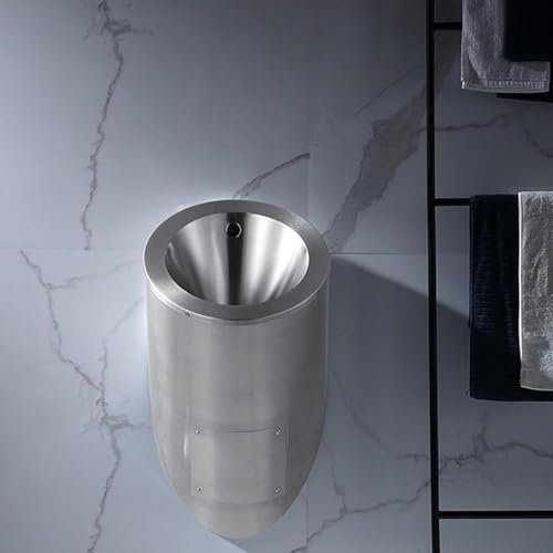 Urinal Wandhängend mit Spülventil Pissoir Pissbecken Pinkelbecken 304 Edelstahl-Urinal, Automatische Toilettenspülung mit Induktion, für Badezimmer Ktv Gefängnis Bar Hotel,Silver