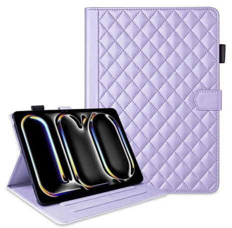 per iPad Air 13 (M2) 2024 (colore: viola) Custodia a portafoglio in pelle con chiusura magnetica