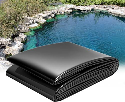 eryssgbf Revestimiento de Estanque Negro PVC - Forro Impermeable 0.12mm, Tamaños 3x7m/5x6m/7x8m/8x10m - para Peces, Fuentes y Lagos Artificiales