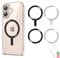 4 Pcs Universal Metal Rings Sticker NO Magnet for MagSafe Magnetic Wireless Charger for iPhone 15 14 13 12 Pro Mini Max/Samsung Galaxy, 2 Styles Ultra Thin Notched and Round Ring Car Charger Kit