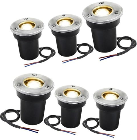 GUODDM Lot De 6 Spots De Sol - Projecteur LED D'extérieur 1 W, Étanche IP67, pour Éclairage De Pavage, Terrasse, Marches, Jardin, Pelouse Et Paysage(Yellow,220v(1W))