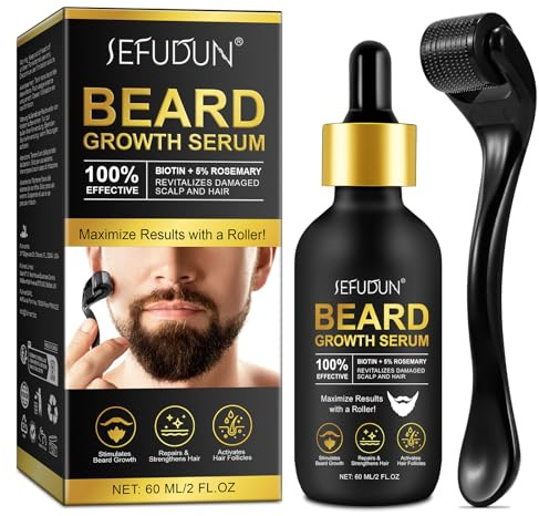 Beard Growth Kit, Beard Growth Serum mit Rolle, Beard Growth Oil - Schnelles Wachstum & Verdickung für Männer