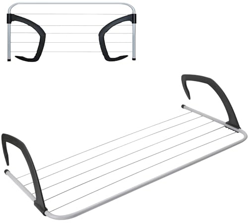 caprican Deluxe Radiator Airer 5 Bar – Over Radiator Clothes Drying Rack with Adjustable Arms Foldable Towel Holder for Indoor Use Space Saving Laundry Airer for Radiators, Doors & Baths – White (1)