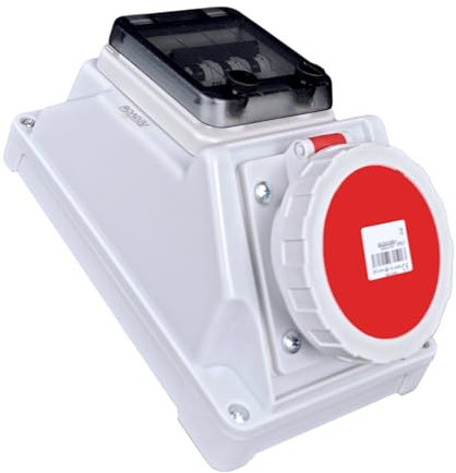 RoadEu – IP66 CEE 32A Wandsteckdose mit LS-Schalter – 400V 5-polig – Dreiphasige Außensteckdose – Wasserdicht & staubdicht – Ideal für Industrie & Außenbereiche