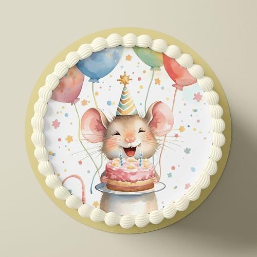 Essbare Tortenaufleger aus Fondant oder Esspapier – Dekorative Kuchendeko für Geburtstag, Party & besondere Anlässe - Maus L2 (Fondant)