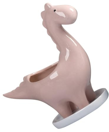DOITOOL Dinosaurier Blumentopf aus Keramik als Deko für Pflanzen und Blumen | Abflussloch, Rosa, für Büro und Terrasse, für Topfpflanzen, Stilvoller Blickfang