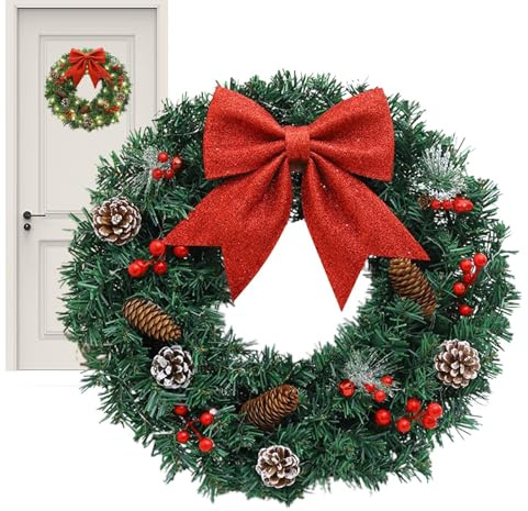 Weihnachtskranz Für Die Tür - Landhaus Adventskranz - Saisionale Weihnachtsdekoration Für Wand Tür Küchenfenster Schrank Kamin