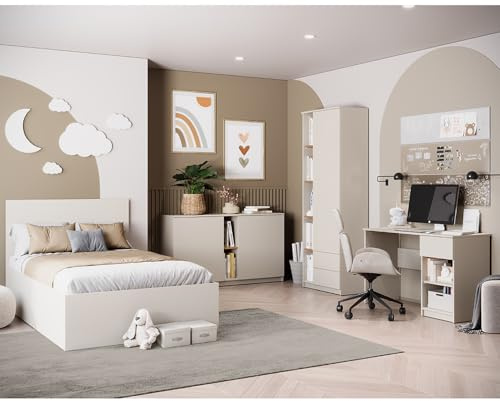 Lomadox Jugendzimmer Set 4-teilig in Kaschmir mit Eiche, Liegefläche 90x200 cm FIER-129