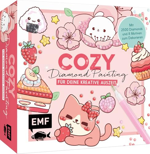 Cozy Diamond Painting – DIY-Set für deine kreative Auszeit: Mit 8 Motiven zum Dekorieren und Verschenken, 2500 Diamanten in 15 Farben und Applikationsstift