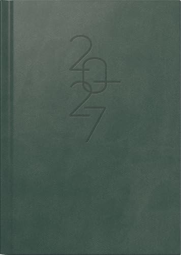 rido/idé 7026033017 Buchkalender Mod. Mentor 2027 A5, Kunstleder, dunkelgrün