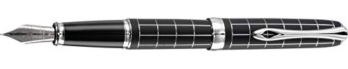 DIPLOMAT - Füllhalter Excellence A plus Raute guillochiert Lapis schwarz - Schick und elegant - Lange Lebensdauer - Lapis schwarz mit silberner Guilloche - 5 Jahre Garantie