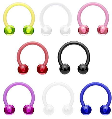 beyoutifulthings Hufeisen-Piercing ACRYL Set Universal-Piercing Brust Nippel Nase Septum Ohr Helix Cartilage 1,2mm 10mm