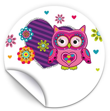 JuNa Party-Experten 36 Aufkleber Eule für Geschenkverpackung/Sticker für Verpackung vom Gastgeschenk beim Geburtstag Hochzeit Kindergeburtstag Fest