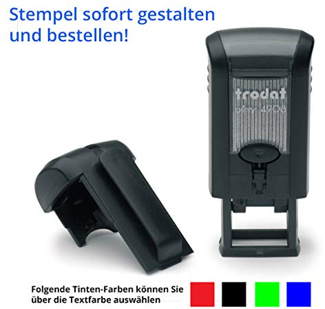 Stempel Trodat Printy 4908 (15x7mm), ACHTUNG: KLEINER STEMPEL, NICHT FÜR LANGE ZEILEN GEEIGNET!!!, in verschiedenen Farben, gleich Online gestalten!!! (schwarz)