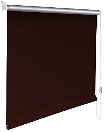 Sonnenschutz-HH® - Mini Thermo Verdunkelungsrollo Thermorollo Minirollo Rollo KLEMMFIX Seitenzugrollo Kettenzugrollo inkl. Klemmträger ohne Bohren - Außenmaß Breite 135 x 220 cm Höhe - Dunkelbraun
