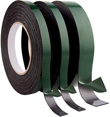 TUPARKA Nastro in spugna da 30 metri Nastro in spugna nero biadesivo Nastro di montaggio impermeabile per targhe auto Trim Targa, 10 m Ogni rotolo