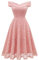 Homrain Damen Elegant Spitzenkleid Brautjungfernkleider Festlich Party Knielang Cocktailkleid Schulterfrei Rockabilly Retro Kleid Abendkleider -1Blush S