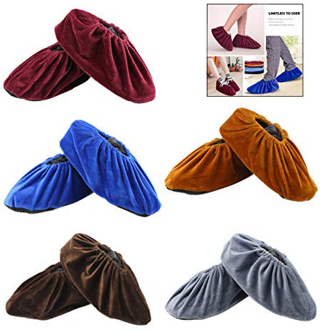 iPobie 5 Coppie Copertura Scarpe,Copriscarpe Antipolvere Copriscarpe in Velluto Morbido Traspirante per la Casa