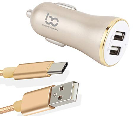 NWNK13 Fast Car Charger for Samsung Galaxy S23 Fe / S20 Fe / S21 Fe / S20 / S22 / S22+ / S23 Mobile Phone in Car Charger 2 Port USB Adapter Fast Charging 4.8A with 1mt Type C USB Cable Lead Wire