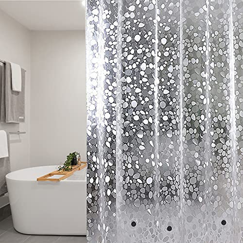 Trimming Shop Rideau de Douche Galets Effet 3D avec aimants inférieurs Doublure de Rideau de Douche en PVC résistant à la moisissure et à la moisissure avec 12 Crochets de Rideau, 180 cm x 200 cm