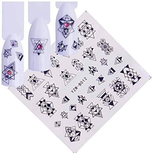 4 Sheet Geometric Print Nail Sticker Water Transfer Slider Nails Art Decor Self-adhesive Nail Art Designs for Women Girls