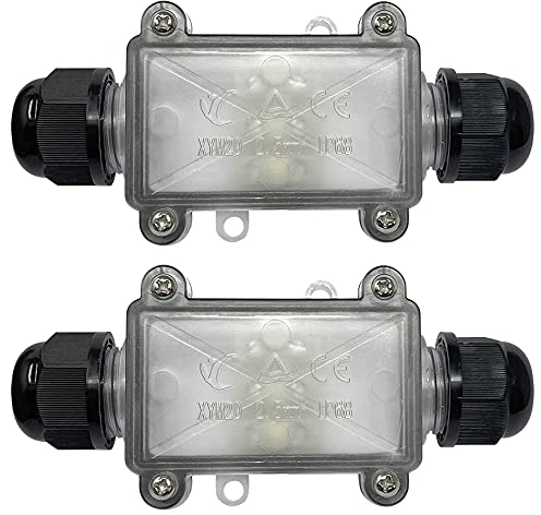 4VWIN IP68 Waterproof Junction Box 2-Way Outdoor Cable Connectors for max Ø10mm Cable (2)