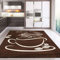 VIMODA Küchenteppich Braun Trendiger Kaffee Teppich, Cappuccino Muster Tasse Kurzflor, Maße:120 x 170 cm