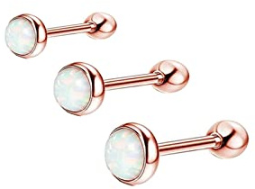Mesnt Chirurgenstahl 16G Helix Piercingmit Opal 3mm/4mm/5mm 3Stck