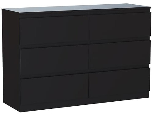 Vida Designs Denver 6 Drawer Chest of Drawers Black - Modern Wooden Storage Unit