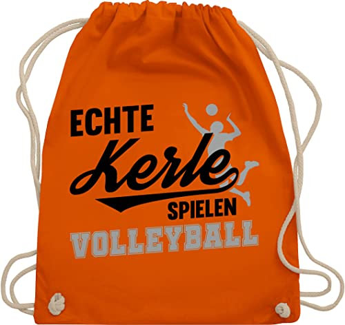 Turnbeutel Rucksack - Geschenke Zubehör - Echte Kerle spielen Volleyball schwarz / grau - Unisize - Orange - volleyballer tasche mädchen 25. geburtstag beutel accessories geschenk sportbeutel für