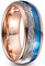NUNCAD Wolfram Ring Herren 8mm Eheringe Rosegold mit Silber Imitierter Meteorit, Blaue Muschel und Pfeil Kuppelring Männer für Verlobung, Versprechen, Jahrestag Größe 61(19.4)