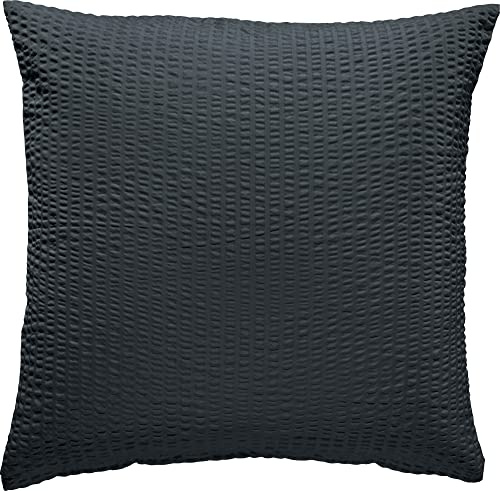 REDBEST Kissenbezug, Kissenhülle Seersucker Uni Detroit anthrazit Größe 80x80 cm - weich, schnell trocknend, bügelfrei, mit Reißverschluss