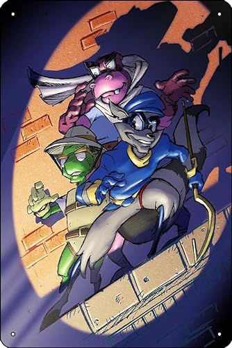 SLY COOPER Poster 20,3 x 30,5 cm, lustiges Metall-Blechschild, Spielzimmer, Männerhöhle, Wanddekoration