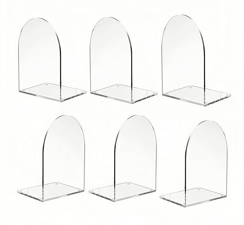 Deefongo Acryl-Buchstützen für Regale, 6 Stück, Transparentes Acryl,Transparent Bücherstützen mit Rutschfesten Aufklebern für Bücherregalefür Schlafzimmer Regal Bibliothek Schule Büro