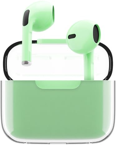 Juice Wireless Earphones, Pick 'N' Mix Bluetooth Earbuds with Earphones Wireless Charging Case & USB C Cable. Touch Control Earpods with 10m Bluetooth Range & 20 Hours Playback (Green)