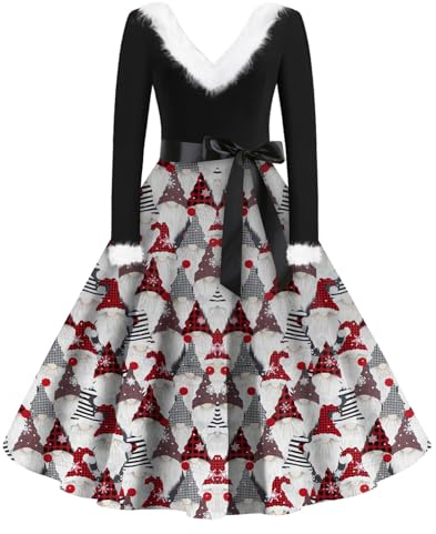 KONG JIMFAN Weihnachtskleid Eiskunstlauf Kleid Damen Abschlusskleid Weihnachtskleid Damen Sweatshirt Kleid Damen Weihnachts Pulli Partykleid Damen Herbstkleid Kleid Weihnachten Damen(White,3XL)