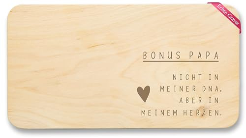 Frühstücksbrettchen Holz Natur - Frühstücksbrett - Bonus Papa Geschenk Stiefpapa Geschenkidee Stiefvater Geburtstag I Weihnachten I Vatertag - 22x12 - Holz - geschenke für papas zu ostern