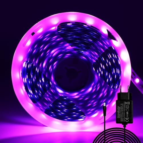 ShineBurky LED Strip 5M Rosa, 12V Lichtband Selbstklebend 300LEDs SMD5050 Band Beleuchtung Flexibel für Leiste Küche TV DIY Deko (Inklusive Netzteil)