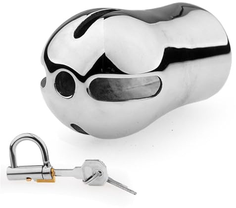 Edelstahl Eichel Piercing Keuschheitskäfig Herren Peniskäfig Penisring Mit D-Ring Pa Lock SM Bondage Chastity Cage Keuschheitsgürtel Chastity Device Sex Spielzeug Für Männer (5mm PA-Lock)