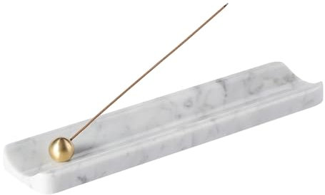 Koville Luxuriöse Italien Naturmarmor Räucherstäbchen Halter, Räucherstäbchenhalter, Weihrauch Brenner Asche Fänger, Stick Räuchergefäß für Heimdekoration, Yoga, Meditation (Bianco Carrara)