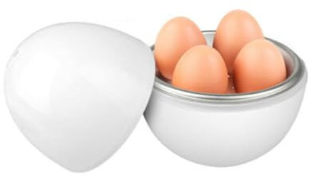 Microwave Egg Boiler for 4 Eggs Poachers Boiled Egg Cooker Microwave only 8 Minutes for Hard Soft Boiled Egg Cooker Steamer Rapid Egg Cooking Appliances, Dishwasher Safe, White